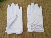 10Pairs White Short Satin Gloves Bridal Glove Wedding Party Favo