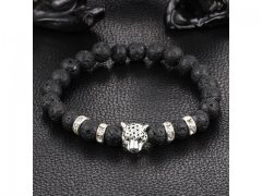 5X New Healing Bead Yoga Bracelet with Silver Leopard Head Beads