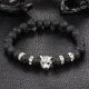 5X New Healing Bead Yoga Bracelet with Silver Leopard Head Beads