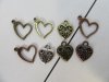 200Pcs Alloy Metal Heart Shape Beads Charms Pendants Assorted