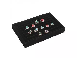 1X Black Velvet Ring Display Cases 22x14cm Good Quality