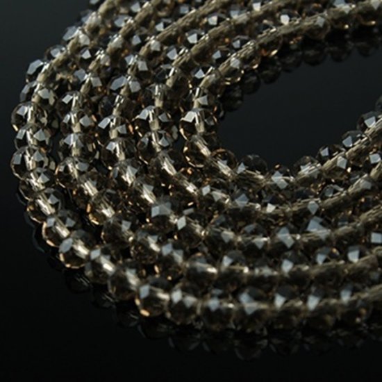 10Strands X 99Pcs Grey Faceted Crystal Beads 6mm - Click Image to Close