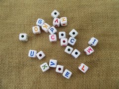 100Pcs Colorful Words on White Alphabet Letter Beads Cube Loose 100Pcs Colorful Words on White Alphabet Letter Beads Cube Loose