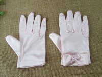 10Pairs Pink Short Satin Gloves Bridal Glove Wedding Party Favor