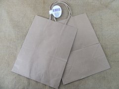 12Pcs Brown Kraft Paper Bags with Carrying Strap 26x20x11cm 12Pcs Brown Kraft Paper Bags with Carrying Strap 26x20x11cm