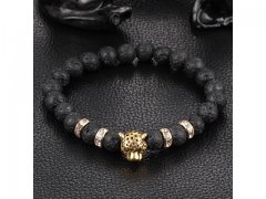 5X New Healing Bead Yoga Bracelet with Golden Leopard Head Beads