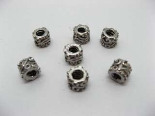 4x10 Alloy European Carved Metal Thread Beads ac-sp279