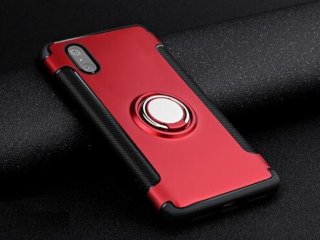 1X iPhoneX Red Magnetic Shockproof Case Cover with Ring Car Hold
