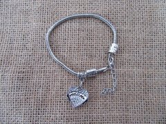 10Pcs European Bracelet 24cm with Heart Charm Mothers Day Gift 10Pcs European Bracelet 24cm with Heart Charm Mothers Day Gift