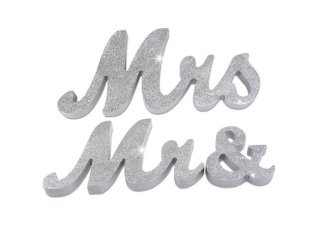 1Set Silver Large Size Mr & Mrs Wedding Sign Decoration