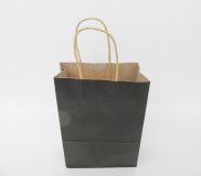 48 Bulk Kraft Paper Gift Carry Shopping Bag 21x15x8cm Black