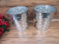 4Pcs Hollow Metal Tin Silver Pail Bucket Wedding Favor Home Deco