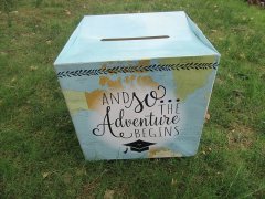 1Pc New Blue Flat Pack Grad Adventure Design Card Box