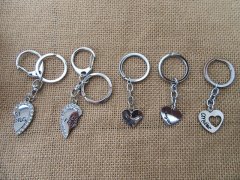 12Pack x 2Pcs Lover Couple Heart Metal Key Ring Assorted