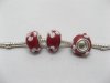 100 Red Lampwork Glass European Beads pa-g29