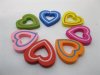 200Pcs Hollow Heart Wooden Beads Mixed Color