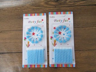 24Sheets Blue Lighting Candles Birthday Cake Candle Party Favor