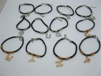 4Bag X 12Pcs ABC Letters Bracelets Mixed Color