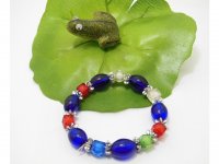 50 Dark Blue Oval Glass Beaded Bracelets br-g79