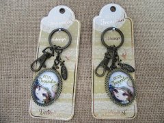 12Pcs Alloy Zinc Antique Unique Oval Key Ring
