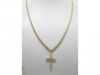 12 Golden Plated Necklace with Cross Pendant