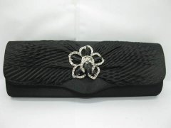 1Pc Black Satin Pleated Evening Handbag Wedding Clutch Bag