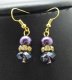 2x12Pairs Purple Glass Earrings Golden Plated Hook