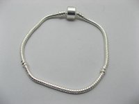 4Pcs Silver Plated European Bracelets charms Beads 20cm