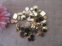 250g Golden Flatback Acrylic Gemstones Rhinestones Assorted