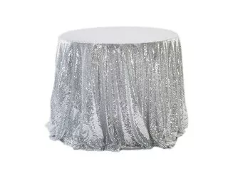 1Pc Silver Sequin Table Cloth Cover Backdrop Wedding Party 120x2