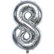 6Pcs Silver Numbers 8 Air-Filled Foil Balloons Party Decor