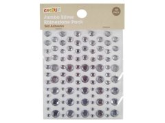 (image for) 12Packs X 100Pcs Self-adhesive Jumbo Silver Look Rhinestones