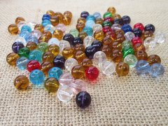 (image for) 3Packets x 100pcs Round Glass Beads 8mm - Mixed Color