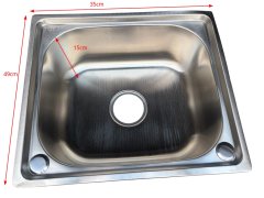 (image for) 1X Medium Stainless Steel Kitchen Sink - Single Bowl 45x39cm