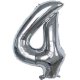 6Pcs Silver Numbers 4 Air-Filled Foil Balloons Party Decor