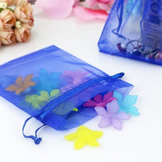 98 Blue Drawstring Jewelry Gift Pouches 22x16cm - Click Image to Close