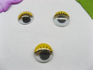 (image for) 800 Yellow Joggle Eyes/Movable Eyes with Eyelash for Crafts 12mm