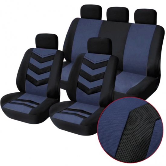 1Set 9in1 Navy Blue Universal Car Seat Covers Full Set - Click Image to Close