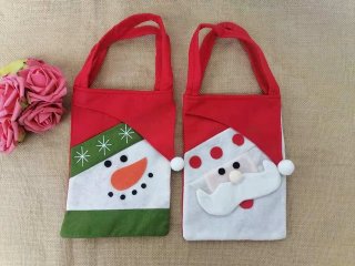 12Pcs New Red Christmas Candy Bag Hand Bag Gift Bag