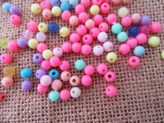 500Grams (4600Pcs) Round Plastic Beads Mixed Color 6mm Dia.