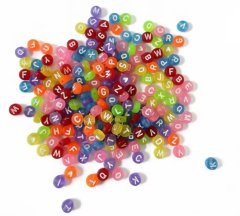 (image for) 1200Pcs Transparent Frosted Colorful Flat Round Letter Beads Jewelry Making 7mm