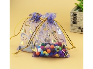 100 Purple Foil Drawstring Jewelry Gift Pouches 11x16cm