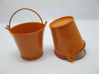 12 Orange Mini Tin Pail Bucket 6x5x4cm for Wedding Favor