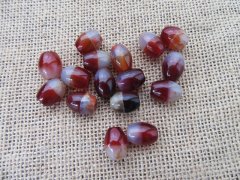 (image for) 50Pcs Oval White & Red Stone Beads 15x12mm Mixed