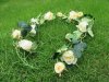 2Pcs Beige 15 Flower Head Artificial Rose Leaf Garland Vine Stri