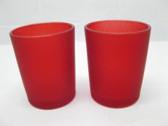(image for) 40 Frosted Glass Tea Light Holder Wedding Favor 6.5cm Red