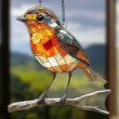 5Pcs Robin Bird On Branch Suncatcher Acrylic Board Decorative Hanging Window Ornament (image for) 5Pcs Robin Bird On Branch Suncatcher Acrylic Board Decorative Hanging Window Ornament