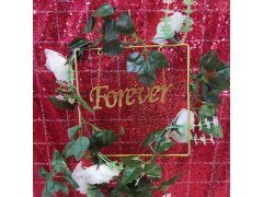 (image for) 4Pcs Hanging Hoop Letter "Forever" Floral Wreath Wedding Party