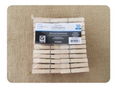 (image for) 50Pcs Wooden Clothespins Clip Clothes Pins / Pegs 72mm Long