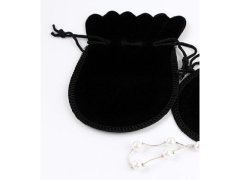 (image for) 100 Black Velvet Drawstring Jewelry Pouches jew-b145